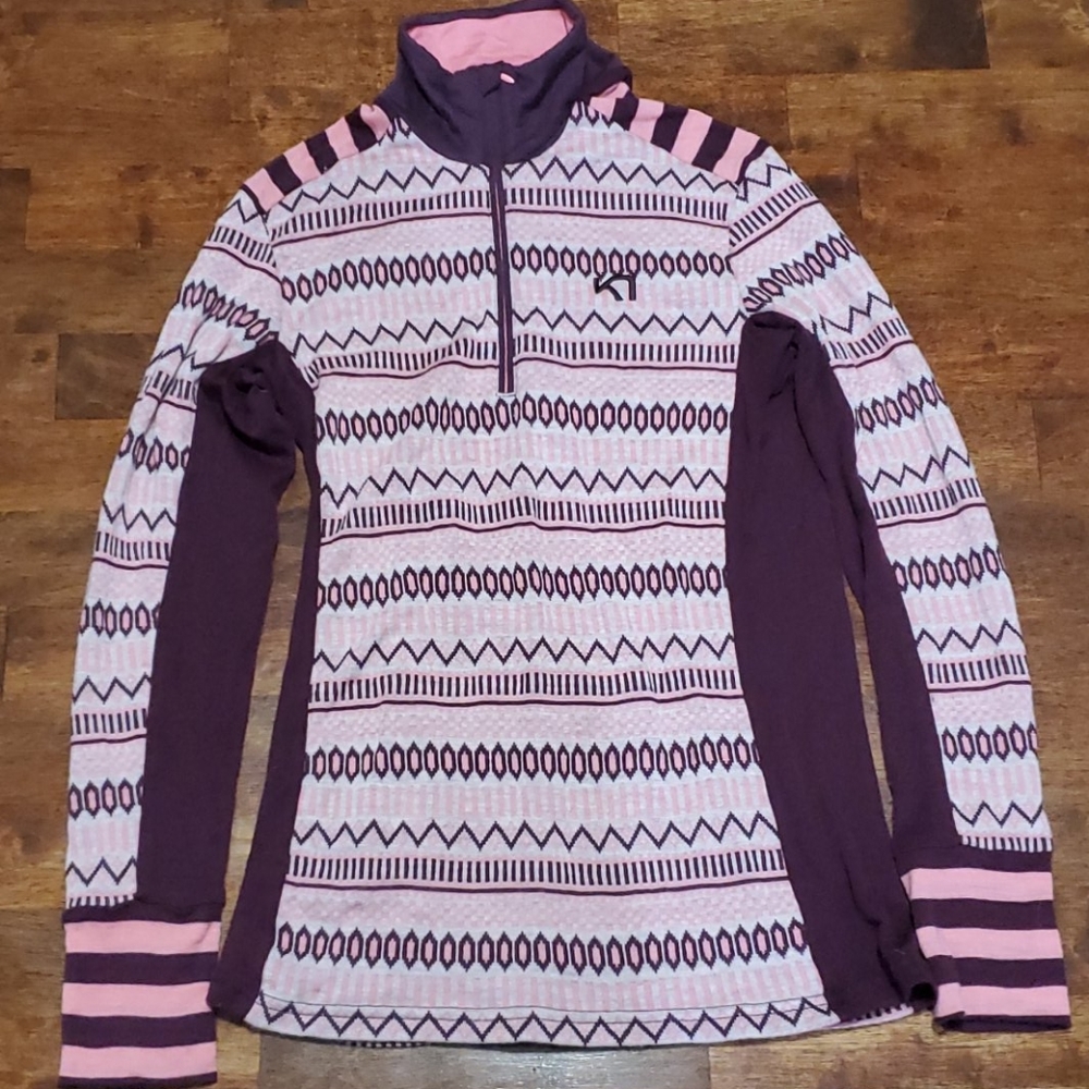 Kari Traa 100% Wool Zip up Long Sleeve Women's L